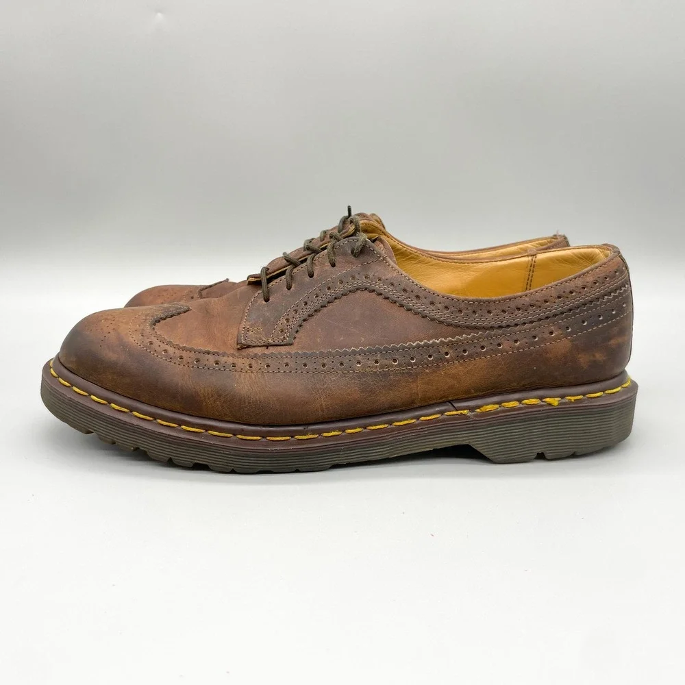 Vintage Dr Martens 3989 Oxford Mens 13 Brown Crazy Horse Leather Wingtip Brogue
